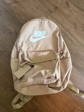 Nike Men's Beige/Tan Backpack with White Logo